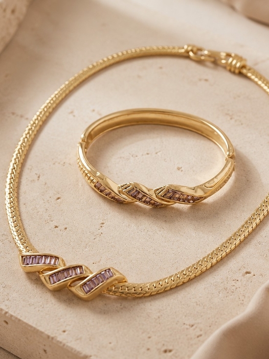 Swarovski Jewelry - Swarovski Hinged bracelet & necklace set vintage